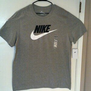 NEW NIKE SPORTSWEAR "Swoosh Logo Tee" MEN'S GREY WHITE T-SHIRT XL DX1985-063